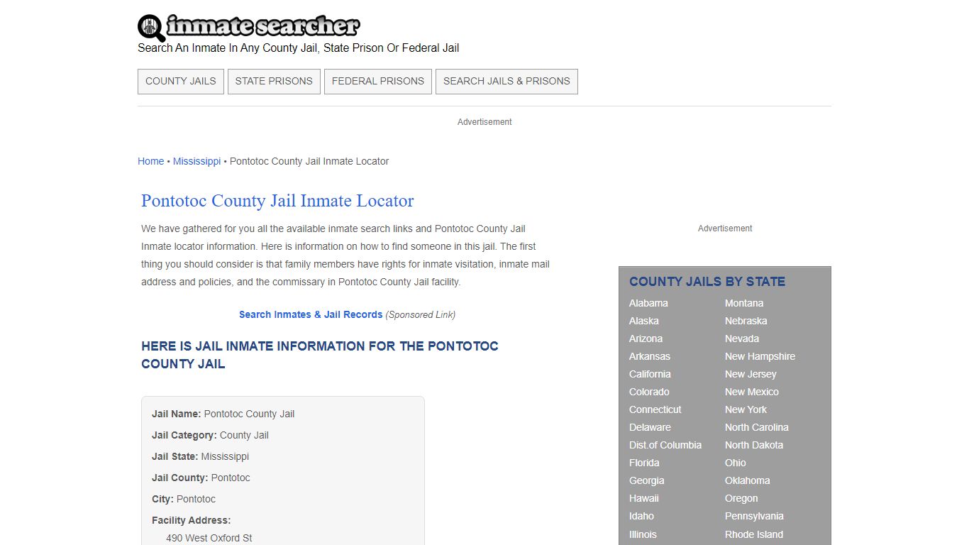 Pontotoc County Jail Inmate Locator - Inmate Searcher